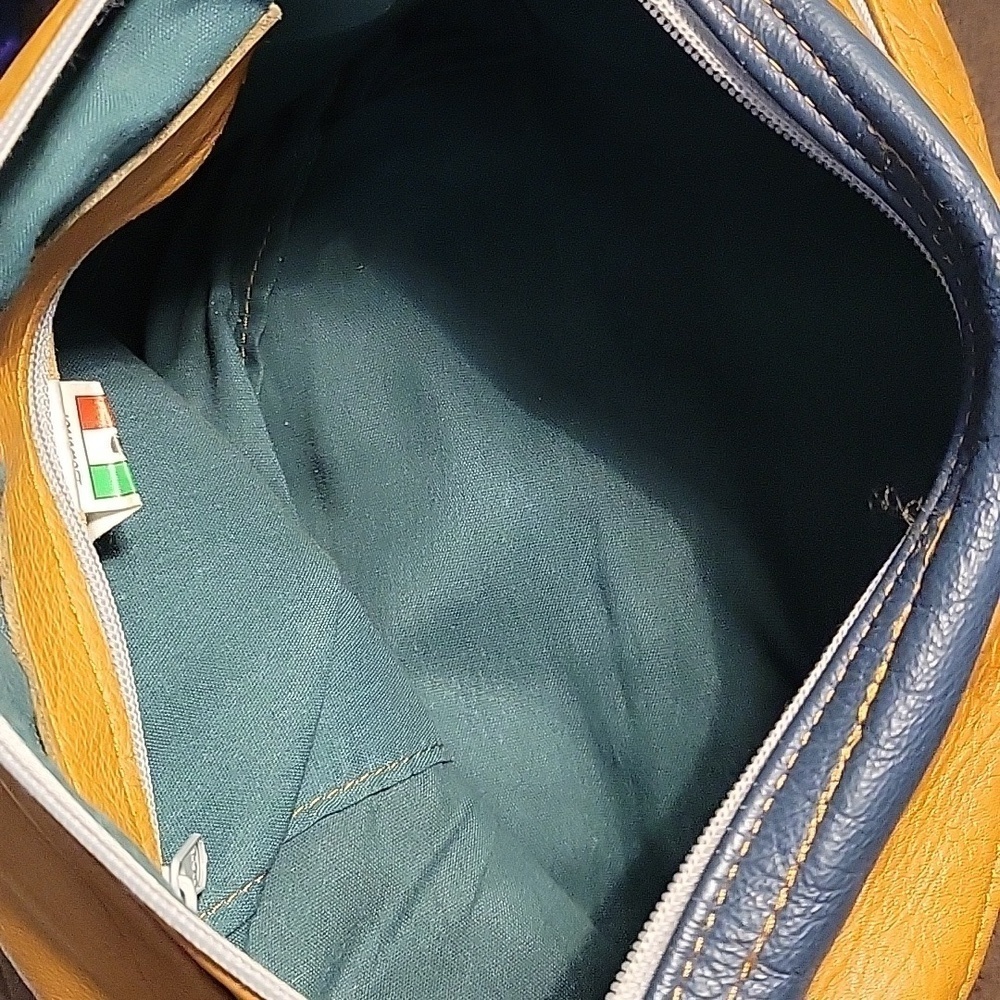 True Vintage 1970s Mexican Leather Colorblock Patchwork Hobo Shoulder Bag - Picture 11 of 12